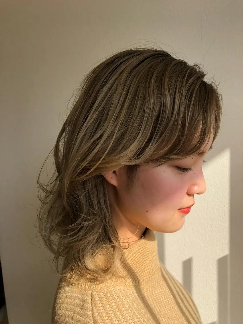 ミディアム カラー ヘアカラー 似合わせ レイヤー須川のヘアスタイル