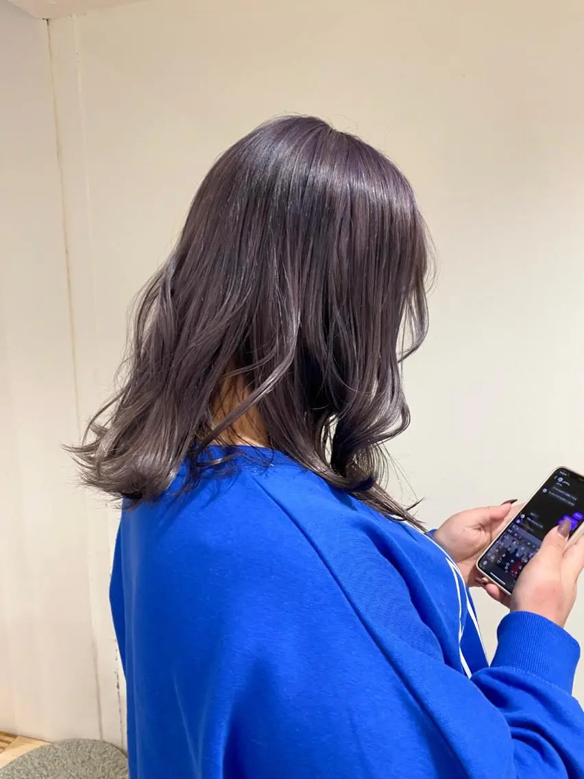 ミディアム カラー ヘアアレンジ ハイトーンカラー ラベンダーカラー ラベンダーグレー ヘアカラー ボブ /ニュアンス/ satomi🧸💖のヘアスタイル
