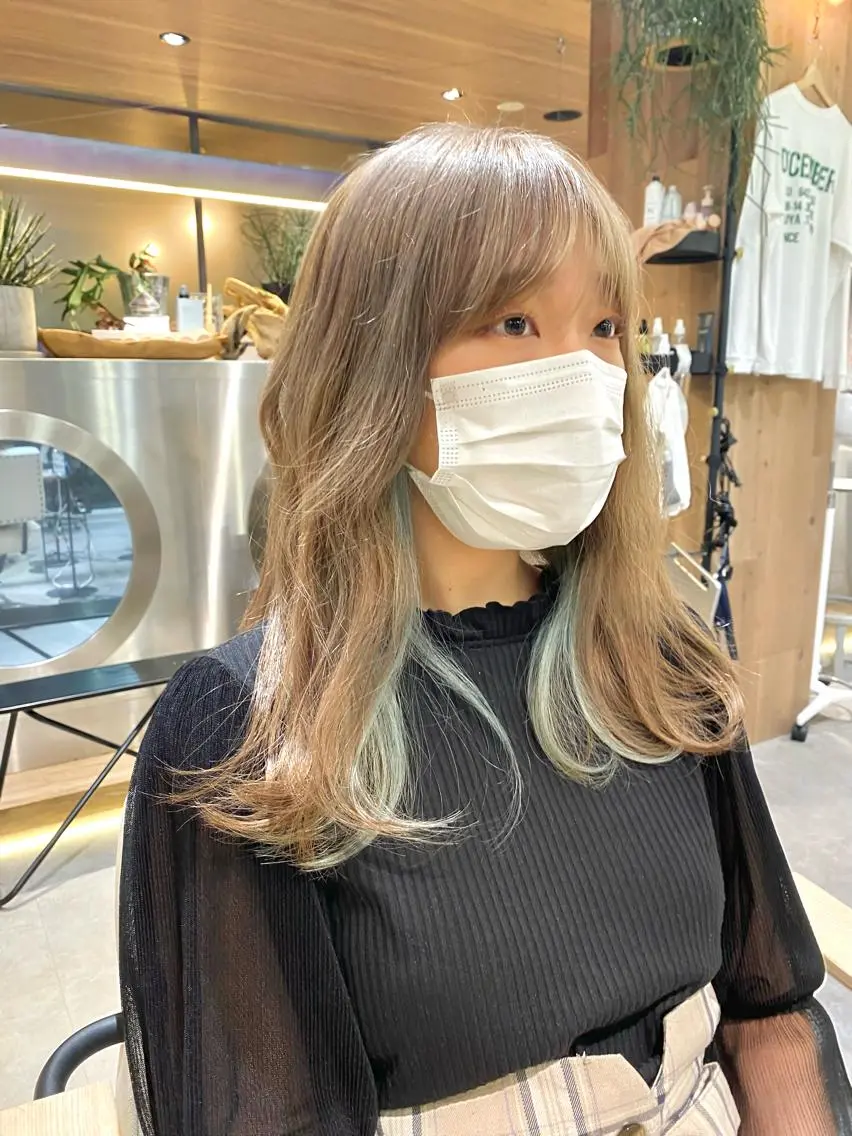 セミロング カラー ヘアアレンジ グレージュ カットモデル募集中/ 店長/角田真哉のヘアスタイル