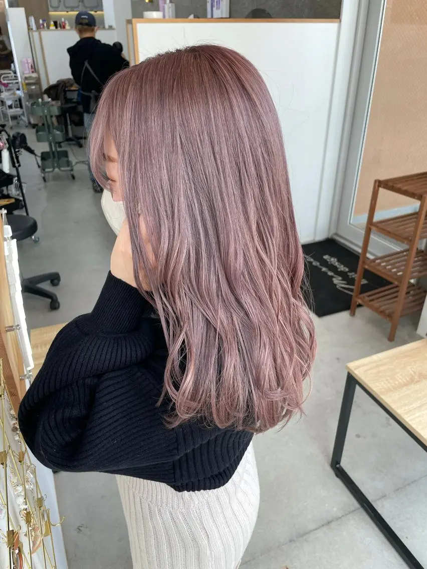 セミロング カラー ヘアカラー トリートメント Lull1人美容室 バレイヤージュのヘアスタイル
