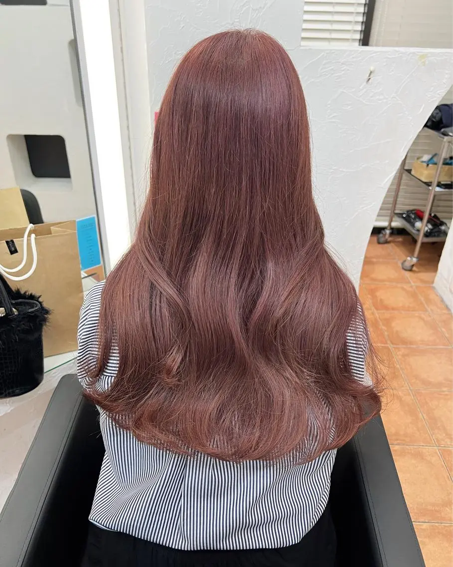 ロング カラー ベージュカラー ピンクカラー ピンクベージュ ピンクカラー/ ブリーチなしRINAのヘアスタイル