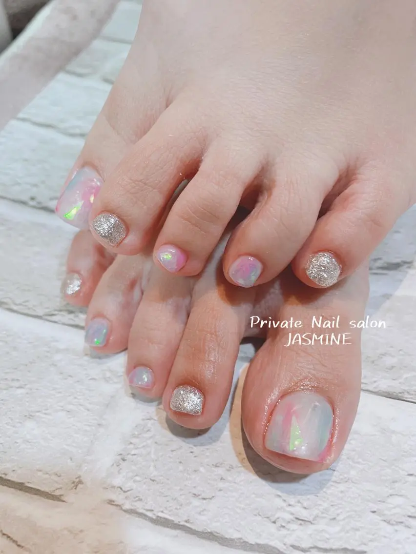ネイル オーロラネイル 夏ネイル Nail salon JASMINEのネイルデザイン
