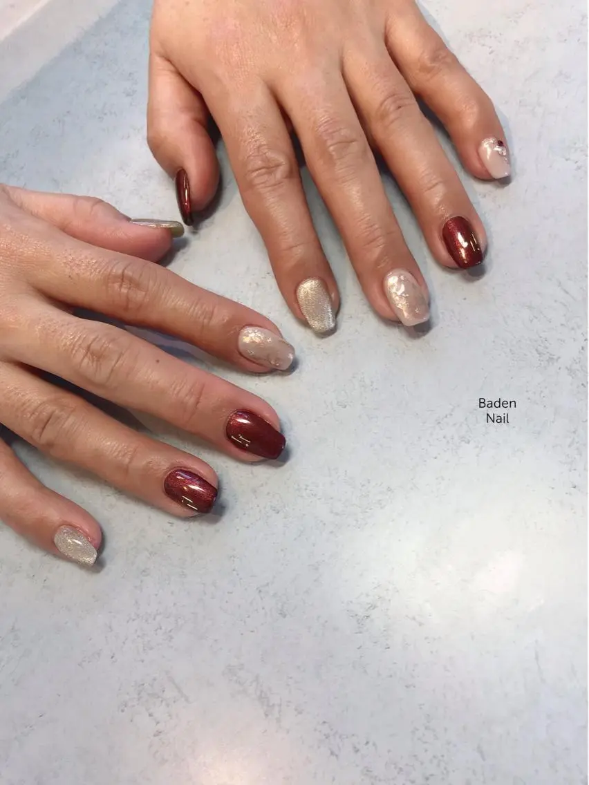 ネイル マグネットネイル ニュアンスネイル ワンカラーネイル ハンドネイル Baden Nail ﾊﾞ-ﾃﾞﾝ ﾈｲﾙのネイルデザイン