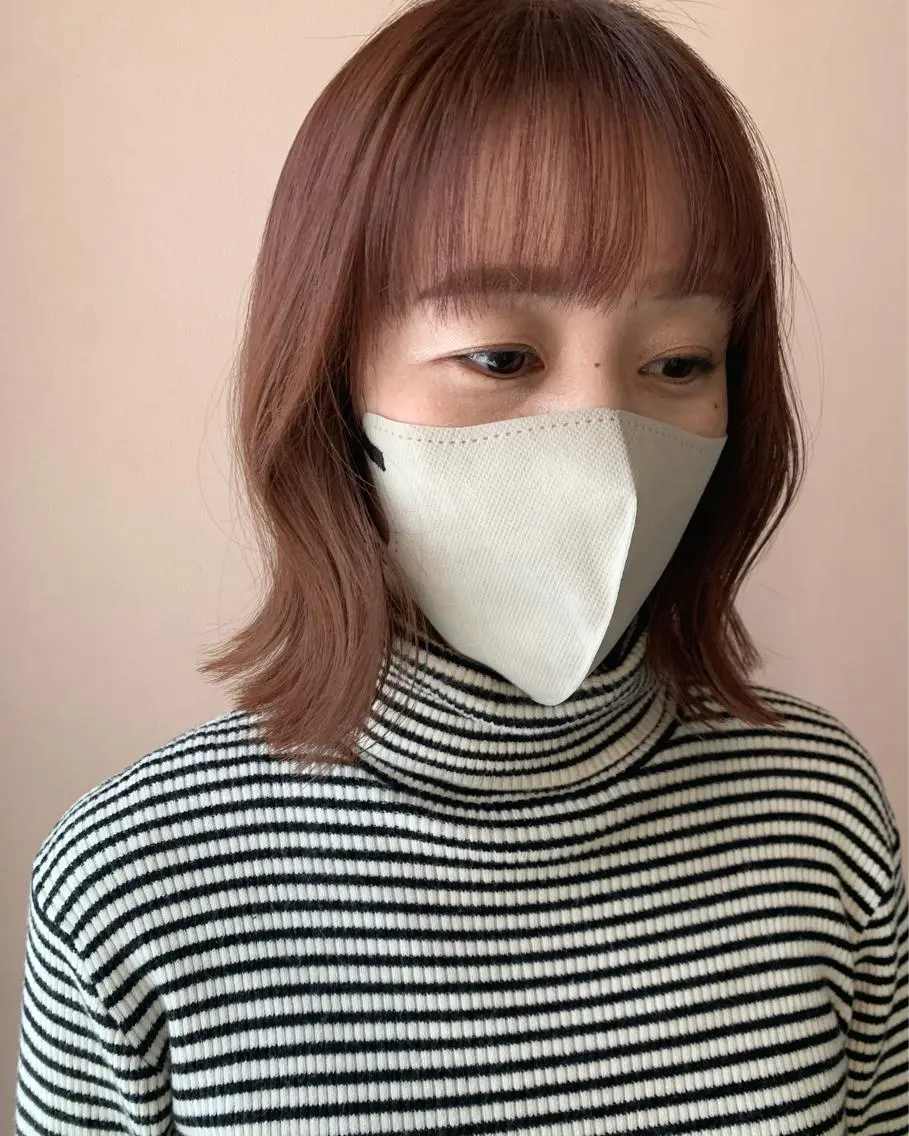 ミディアム カラー ベージュカラー ブリーチ ブリーチなしカラー ピンクカラー ピンクベージュ hubhair レイヤー/透明感のヘアスタイル