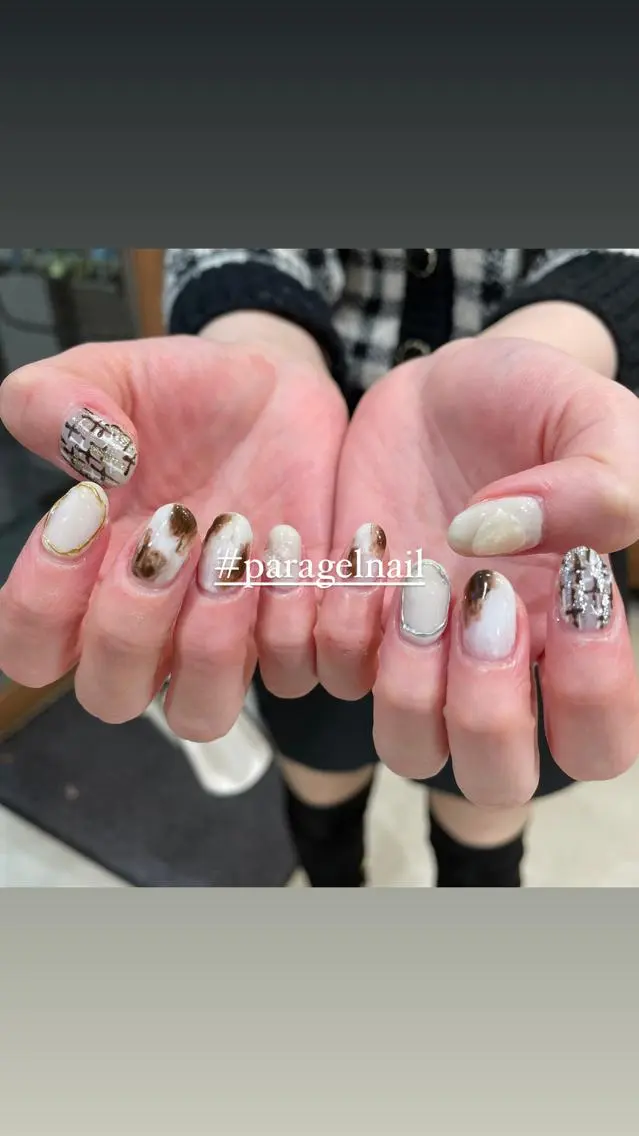 ネイル ジェルネイル パラジェル ハンドネイル 淡色ネイル 🎀moeのネイルデザイン