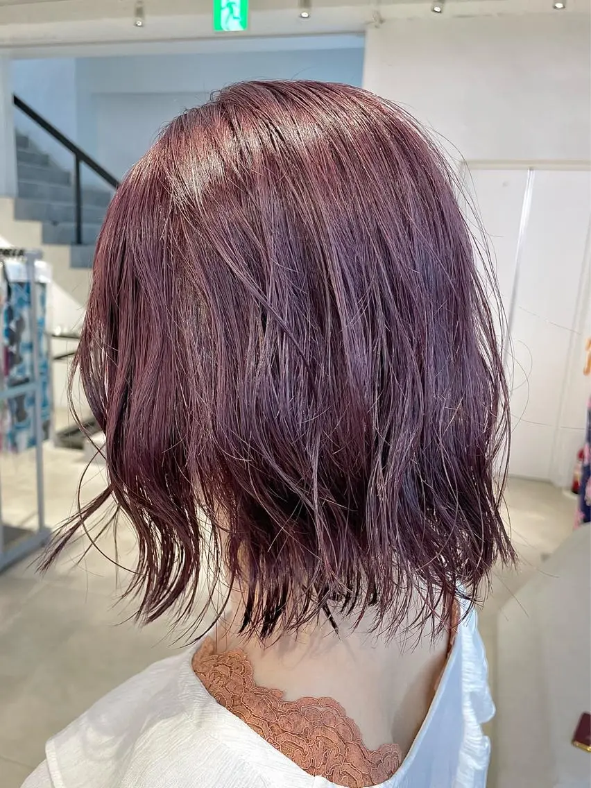 ショート カラー ピンクカラー パープルカラー メンズパーマ/ メッシュ📍ユリのヘアスタイル