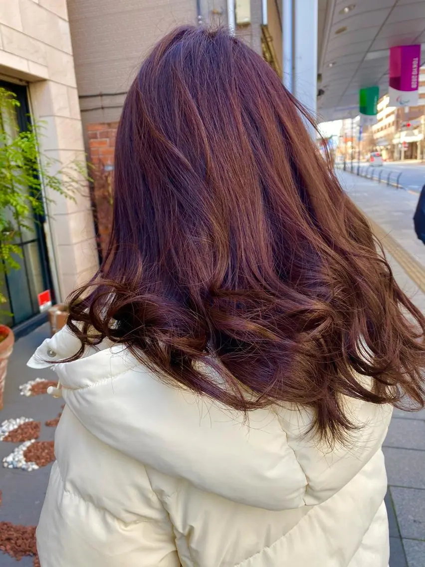 ロング カラー ベージュカラー ピンクカラー ピンクベージュ カット ヘアカラー トリートメント 特殊カラー特化 ✂️SHIAN フジのヘアスタイル