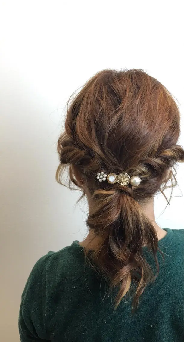 ミディアム ヘアアレンジ ハーフアップ 川野辺幸雄☆髪質改善 ハイライト☆白髪のヘアスタイル
