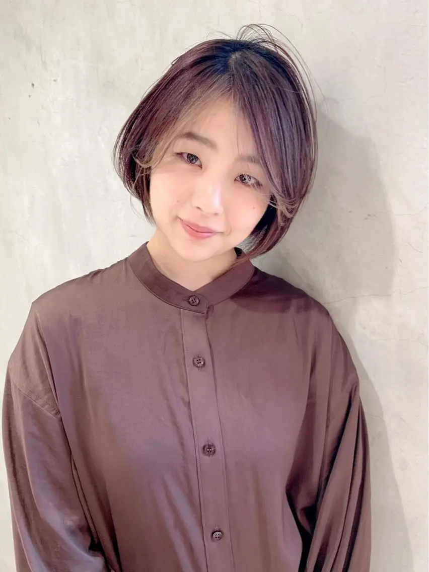ショート 丸みショート ボブ 髪質改善 韓国風ヘア シースルーバング カット ヘアカラー トリートメント 🌹ハッシュカット、 レイヤー韓国ヘア🌹のヘアスタイル