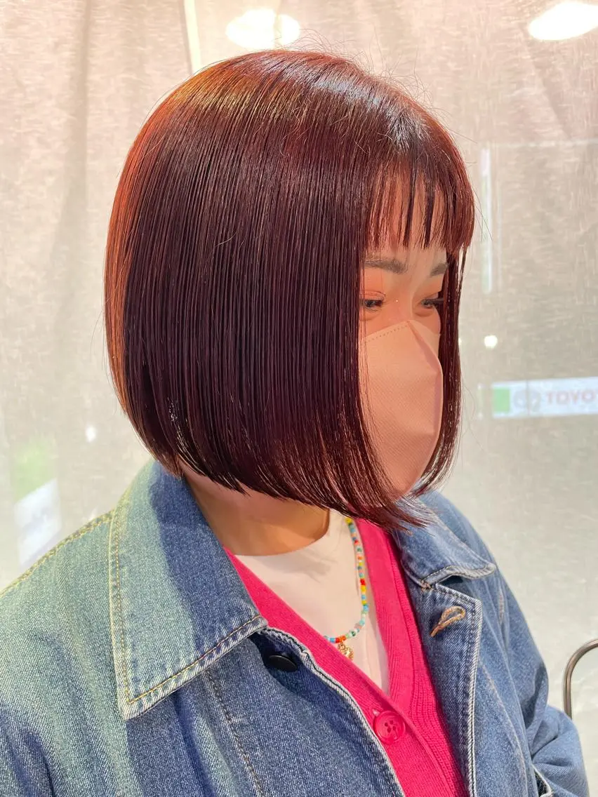 ミディアム カラー ハイトーンカラー オレンジ 学生 🦋sana🦋 似合わせカット✁のヘアスタイル