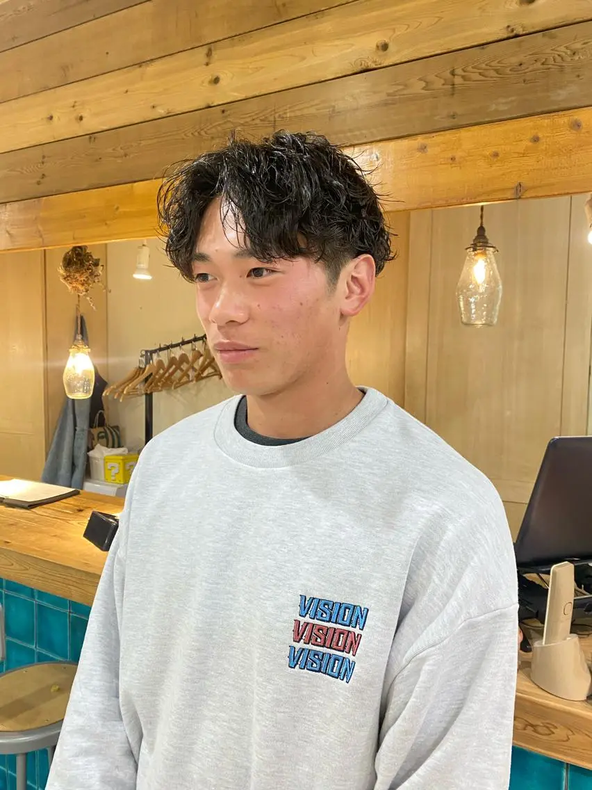 パーマ メンズ カット パーマ 竹内 柚子のヘアスタイル