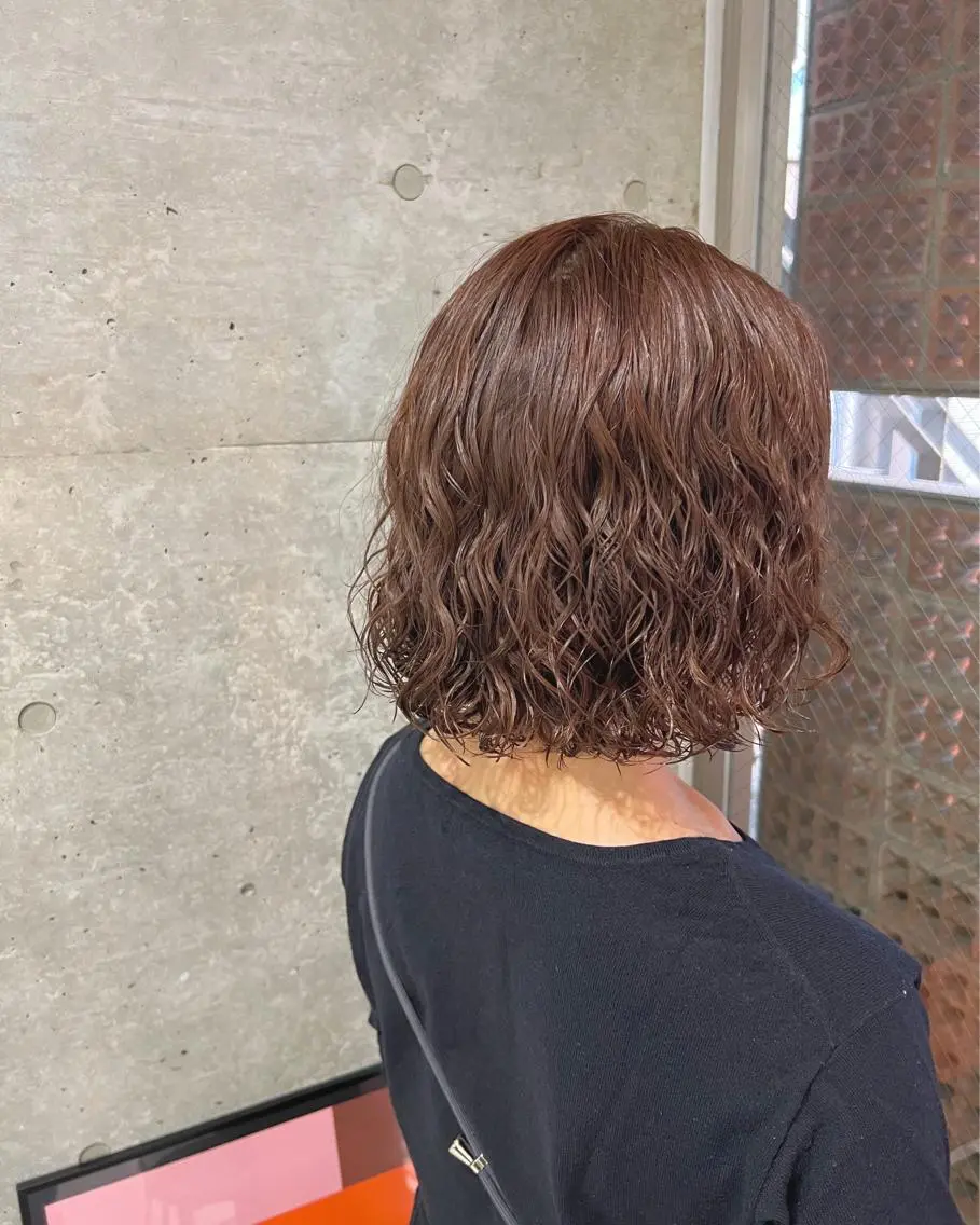 ショート パーマ カット パーマ トリートメント ボブパーマコテ巻き風 パーマNo1深江秀平のヘアスタイル