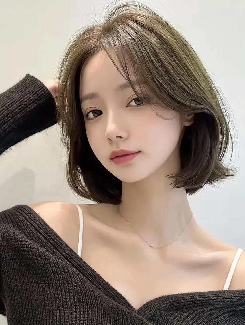 ミディアム ミディアムレイヤー ボブ 顔まわりレイヤー 顔周りカット 韓国風ヘア 𝓨̆̈𝓾𝓲ྀི 🫧カットモデルのヘアスタイル