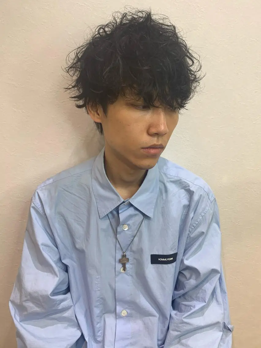 ショート パーマ メンズ メンズパーマ カット Vir by browのヘアスタイル