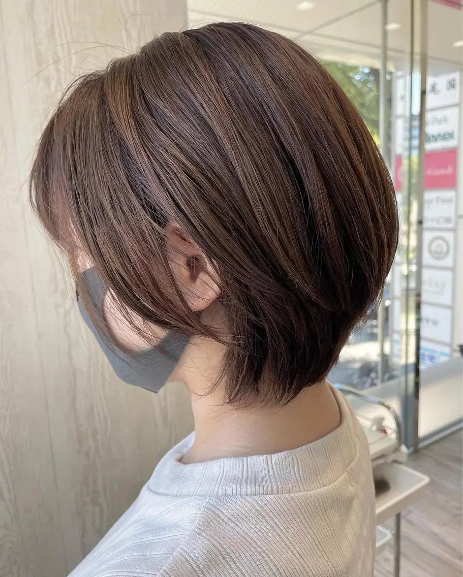 ショート カラー アッシュ 透明感カラー 外国人風カラー 髪質改善 レイヤーカット カット ヘアカラー トリートメント 河合秀明/ショート /ボブ/レイヤーのヘアスタイル