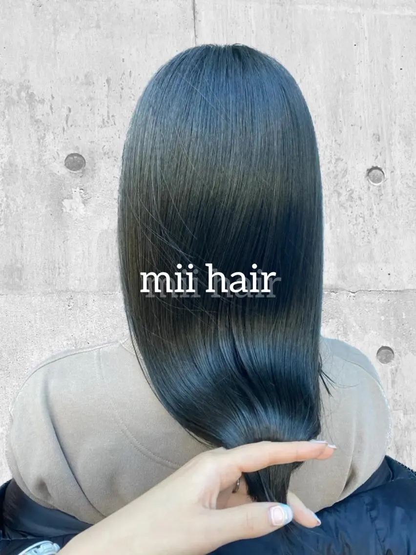 セミロング カラー 黒髪 ブルーカラー ブルーブラック Miku🪄💫 フェイスレイヤーのヘアスタイル