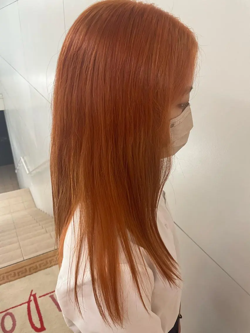 セミロング カラー ブリーチ オレンジ 🌸 Miyuのマツエク・マツパデザイン