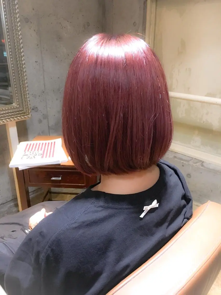 ショート カラー ピンクカラー ボブ 北條 優輝のヘアスタイル