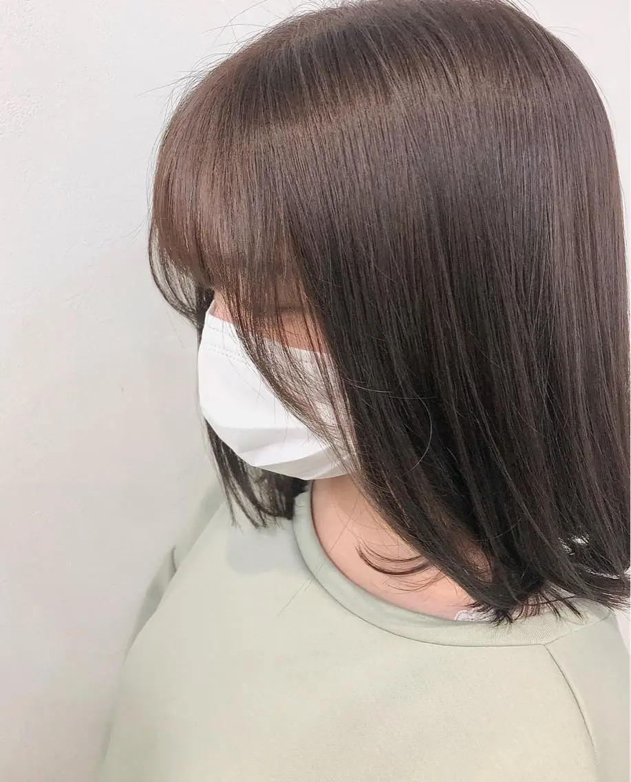 ミディアム カラー ブラウンカラー カット 縮毛矯正 miyu✂︎Lien カットモデル募集中のヘアスタイル