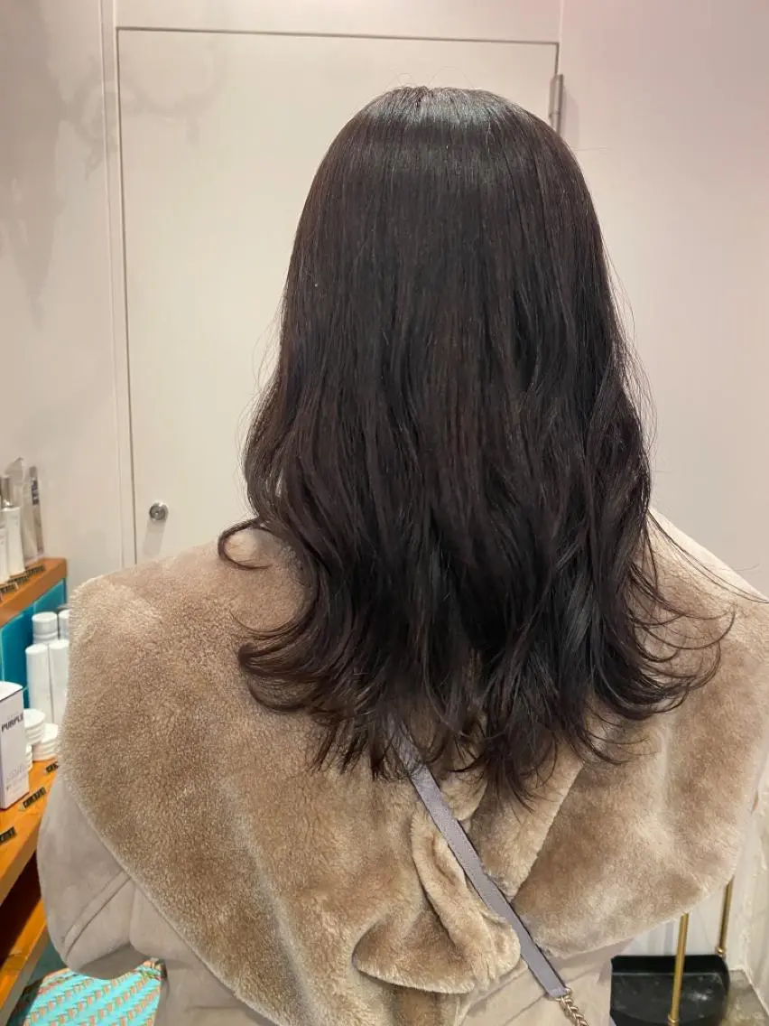 ミディアム カラー ディープラベンダー ラベンダーカラー RIKA韓国ヘア/く びれヘア/上品カラーのヘアスタイル
