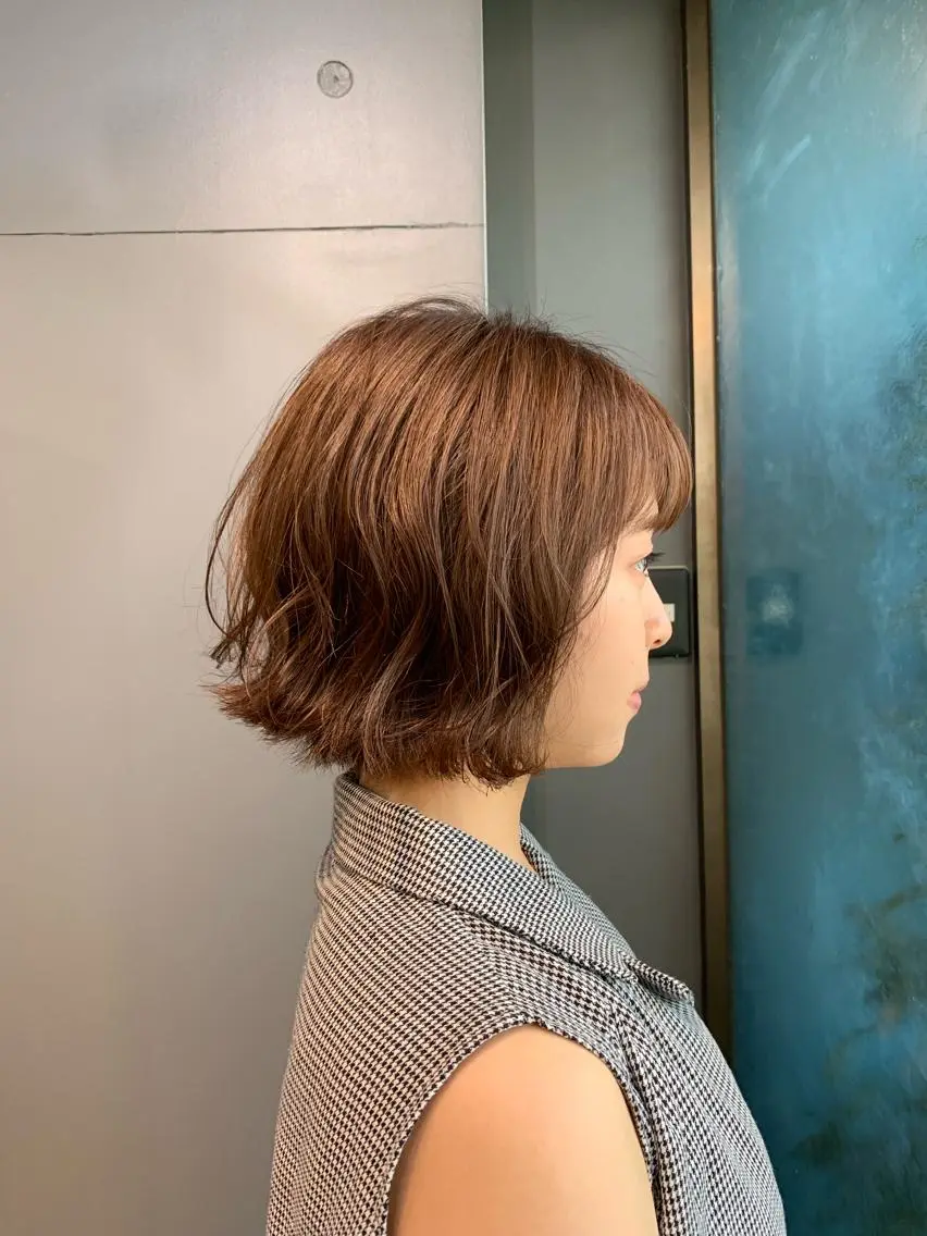 ショート カラー パーマ ヘアアレンジ ハーフアップ ヘアカラー Loa misakiのヘアスタイル