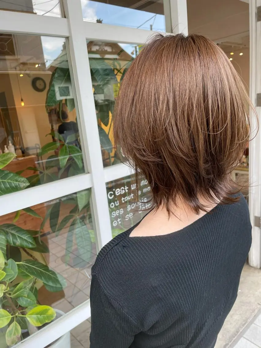 ミディアム カラー ヘアアレンジ カット ヘアカラー 鴫原 亜弥のヘアスタイル
