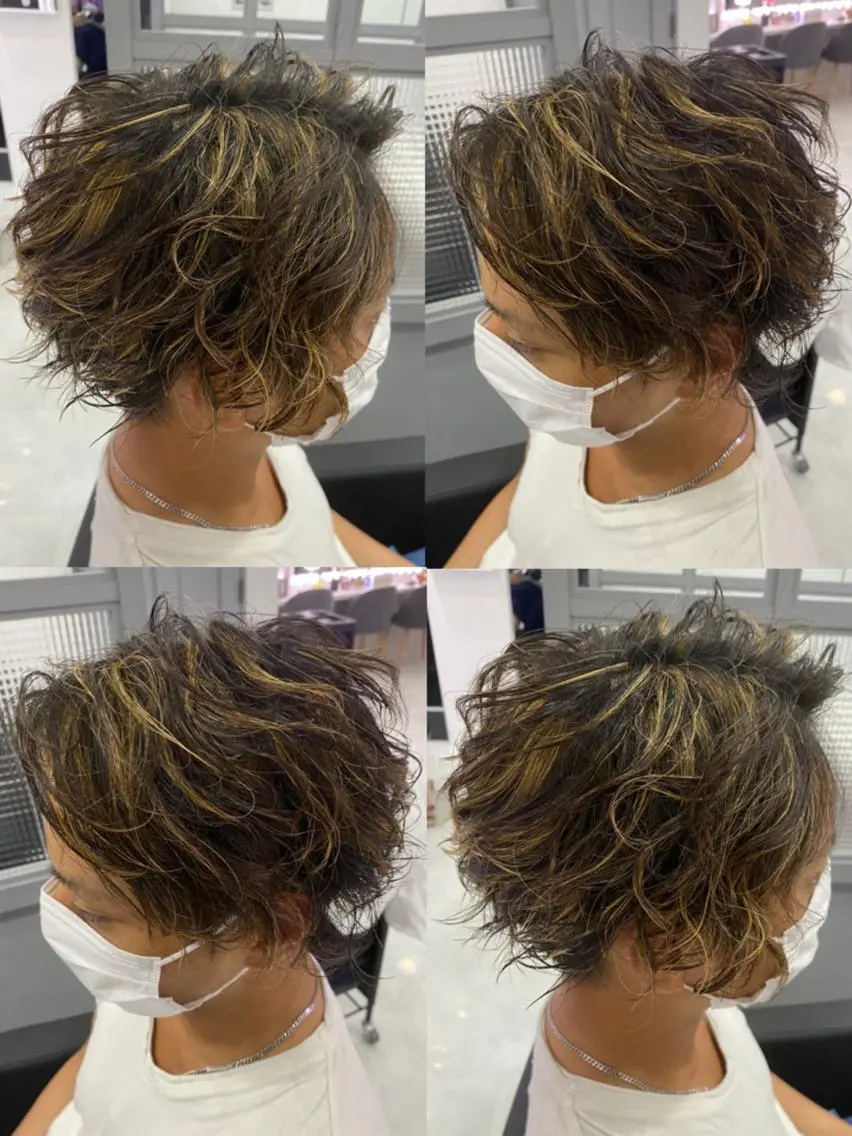 ショート カラー パーマ ヘアアレンジ メンズ カット パーマ トリートメント 🔥メンズパーマ 特化 渡辺一翔のヘアスタイル