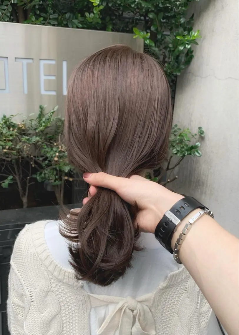 ミディアム カラー ベージュカラー ブリーチ ブリーチなしカラー 矢野 晃平のヘアスタイル