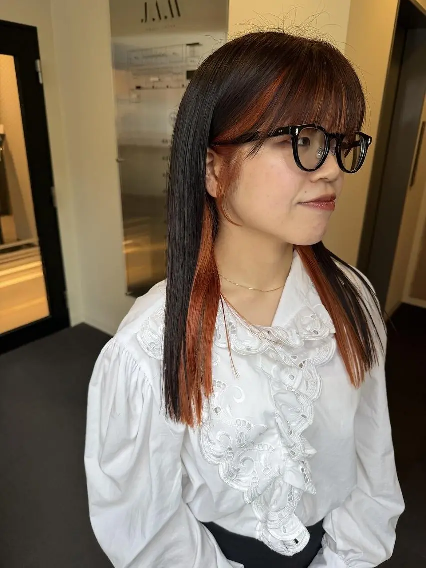 ロング カラー ショートボブ バレイヤージュ ブリーチ ブラウンカラー ダブルカラー カット ヘアカラー トリートメント N°sopo 札幌大通のヘアスタイル