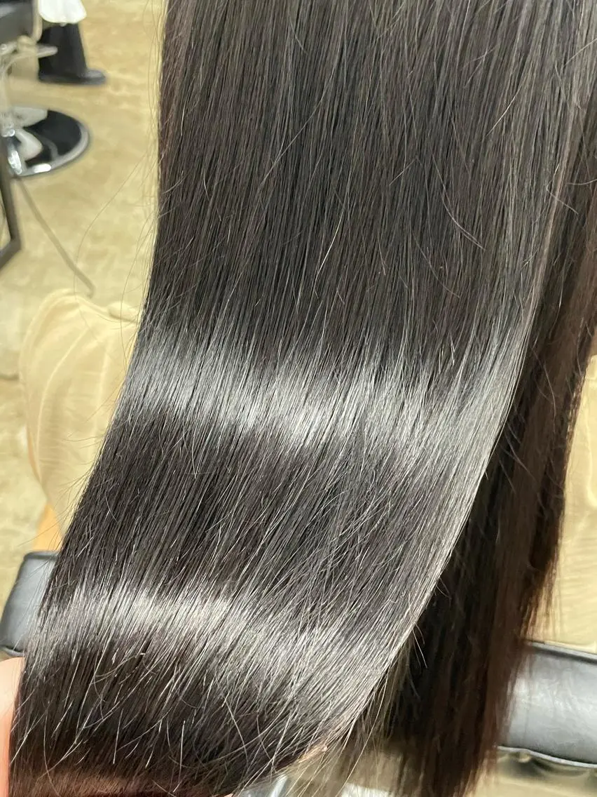 ロング パーマ 髪質改善 縮毛矯正 酸性ストレート ストレートパーマ カット 縮毛矯正 レイヤー/透明感 カラー ☽EMIRIのヘアスタイル