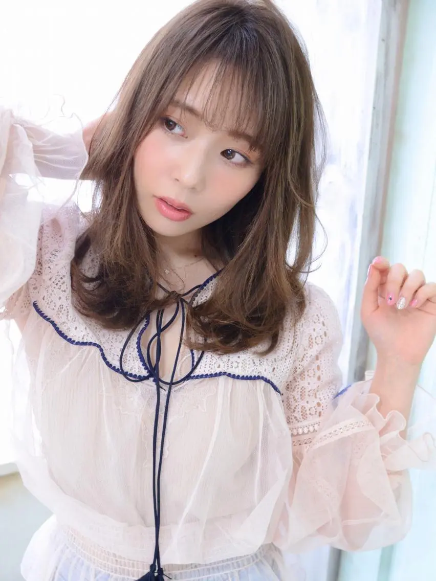 セミロング カラー パーマ ヘアアレンジ ネイル マツエク・マツパ ◆感動口コミ/最小顔 理論カット◆森口 峻のヘアスタイル