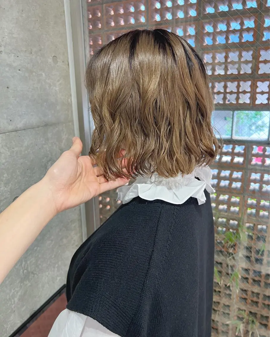 ショート パーマ カット パーマ トリートメント ボブパーマコテ巻き風 パーマNo1深江秀平のヘアスタイル