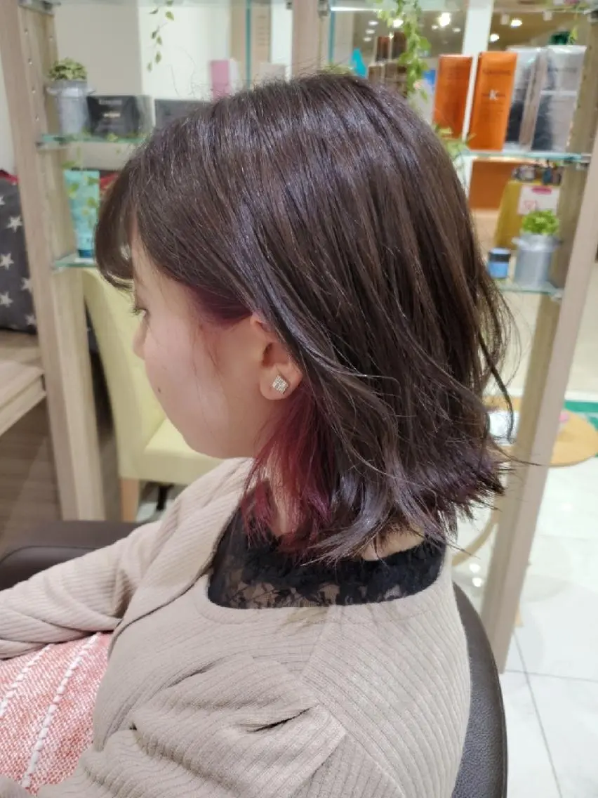 ショート カラー ブリーチ グレージュ ピンクカラー バイオレットカラー カラー特化🔥中村 和貴<Ash津田沼>のヘアスタイル
