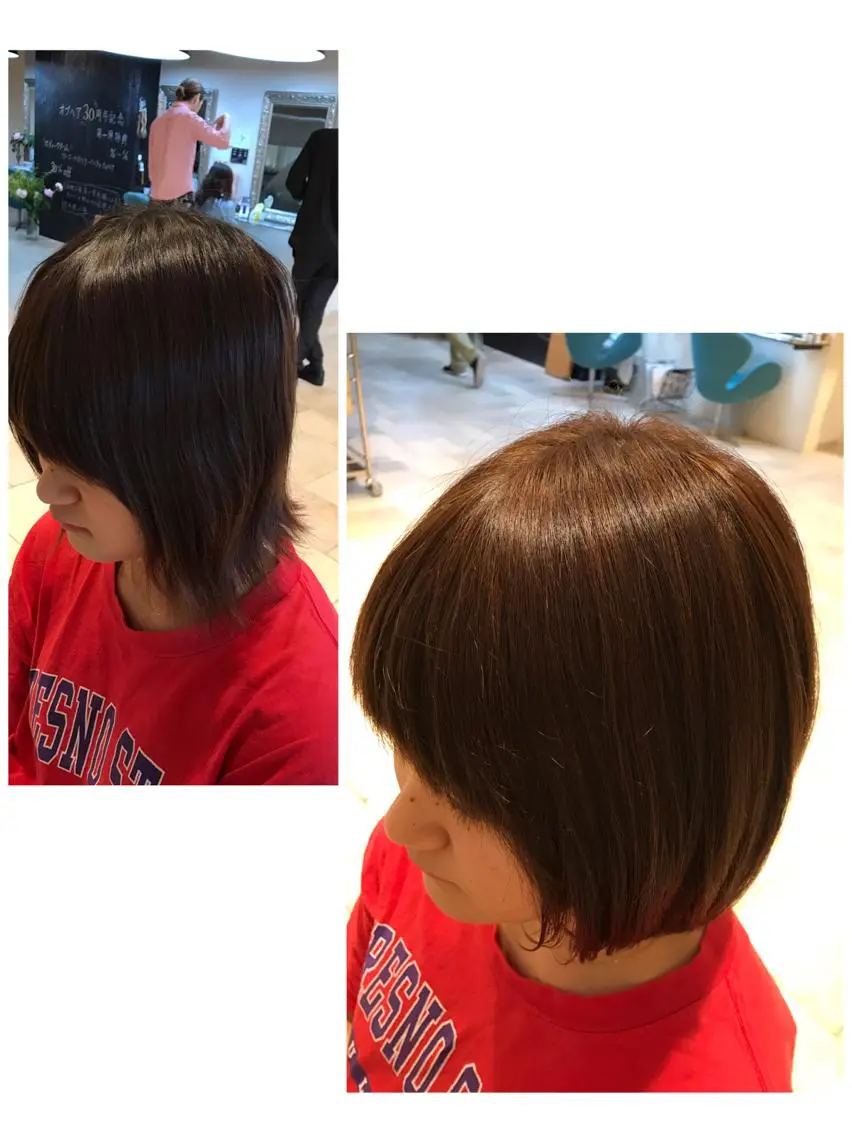 ミディアム カラー アッシュ 透明感カラー ハイライトカラー ハイライト 安藤 沙妃のヘアスタイル