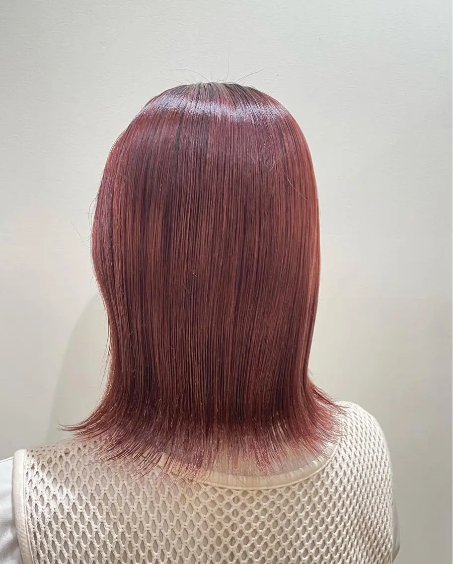 ミディアム カラー ブリーチ ピンクカラー レッドカラー 🌱艶髪カラー🌱 Karinのヘアスタイル
