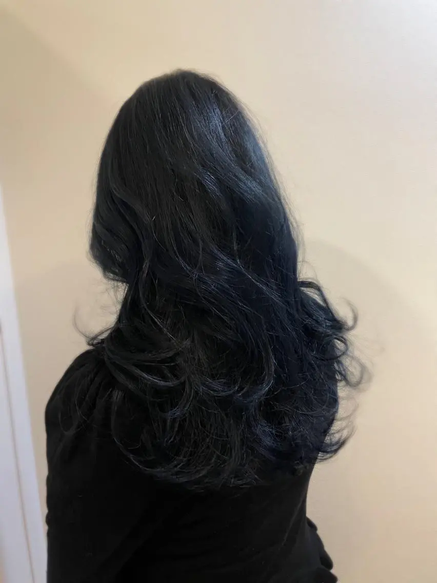 ロング カラー ヘアアレンジ 黒髪 ブリーチ ブルーカラー ブルーブラック 透明感カラー カット ヘアカラー トリートメント ヘアセット 髪質改善特化 🫧松野力也のヘアスタイル