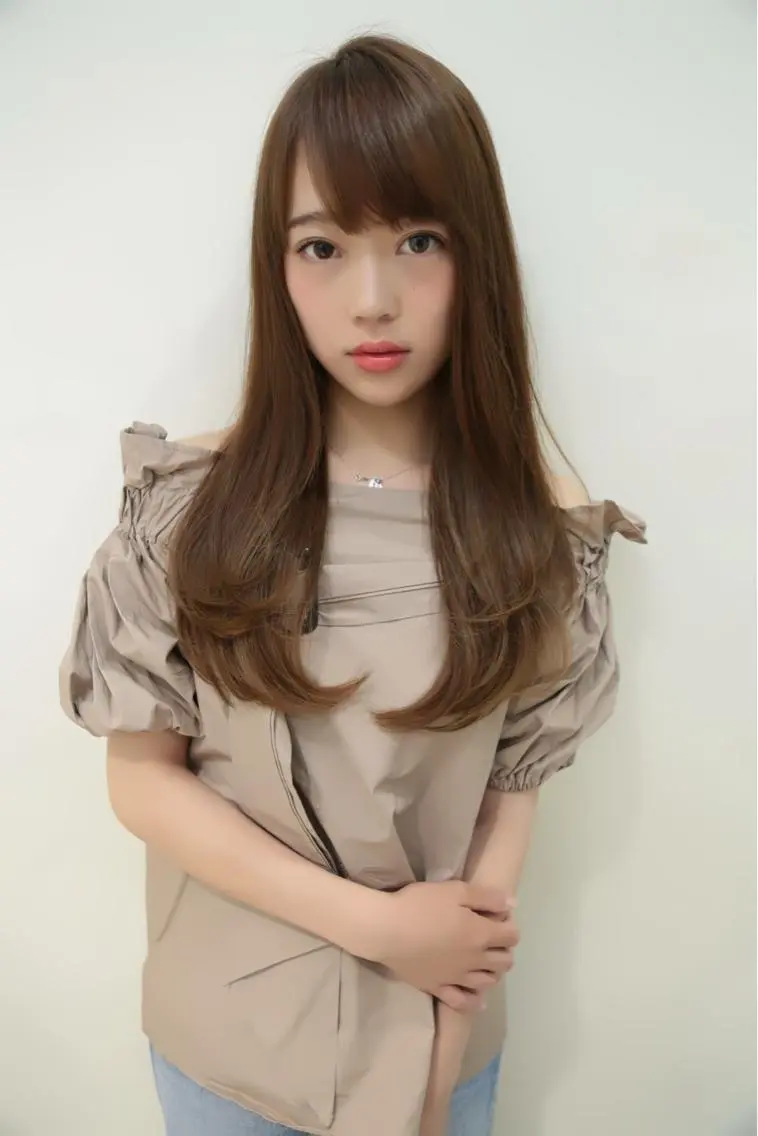ロング パーマ ストレートパーマ 農添 杏のヘアスタイル