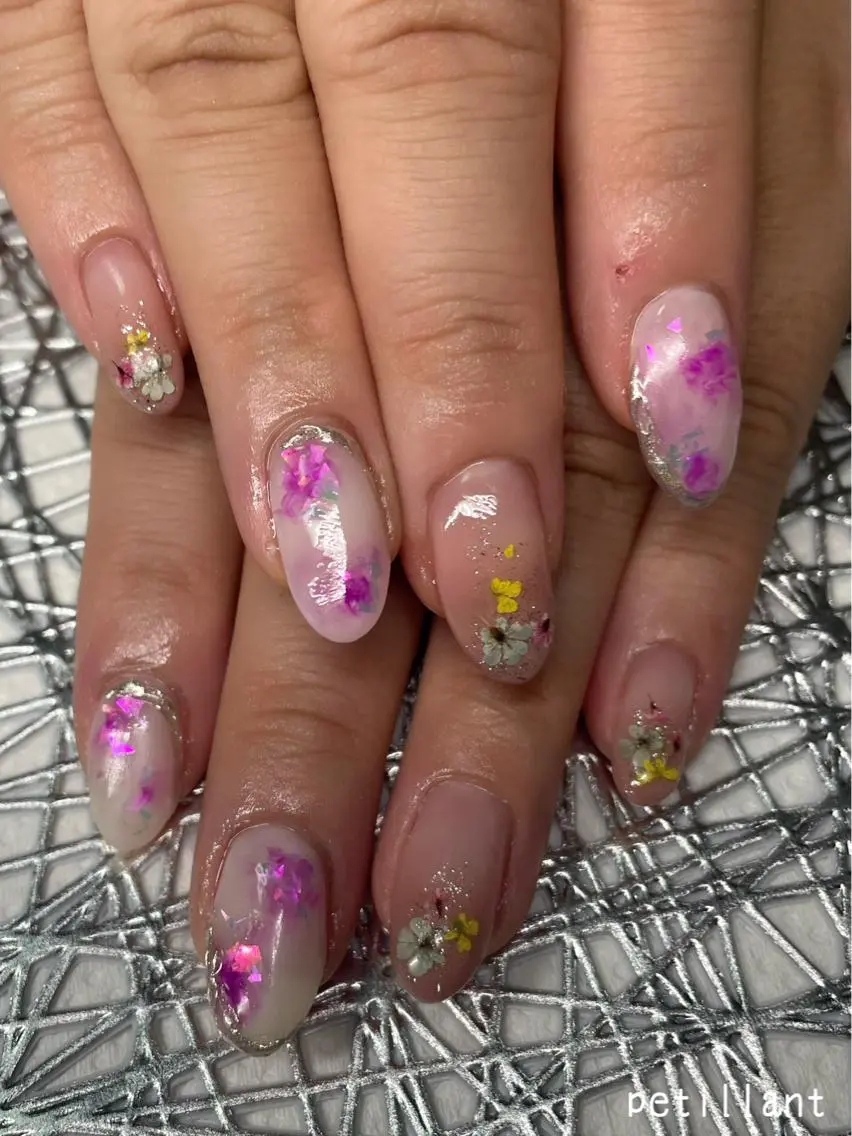 ネイル アートネイル マットネイル 春ネイル nail salon petillantのネイルデザイン