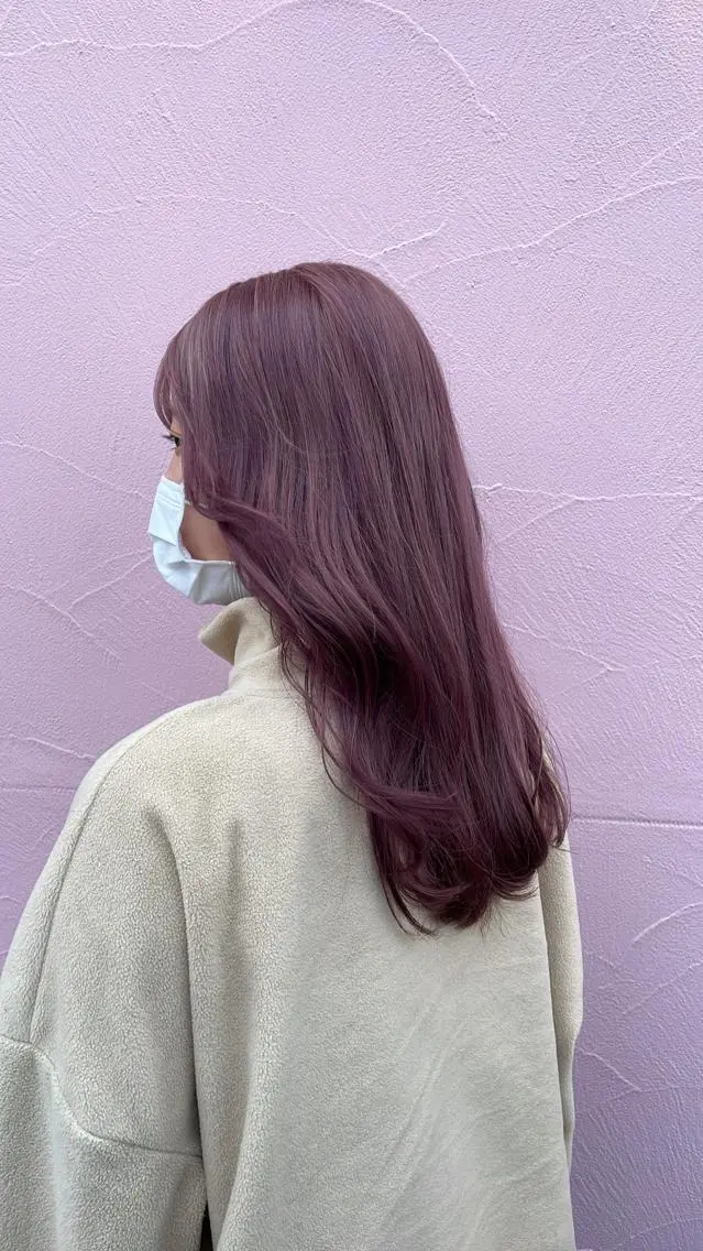 ロング カラー ラベンダーカラー ピンクカラー ピンクラベンダー ブリーチ/韓国 ひなたのヘアスタイル