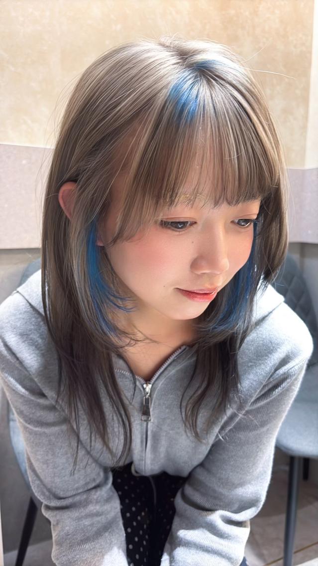 ミディアム カラー カット ヘアカラー トリートメント lafit ラフィット 下大利のヘアスタイル
