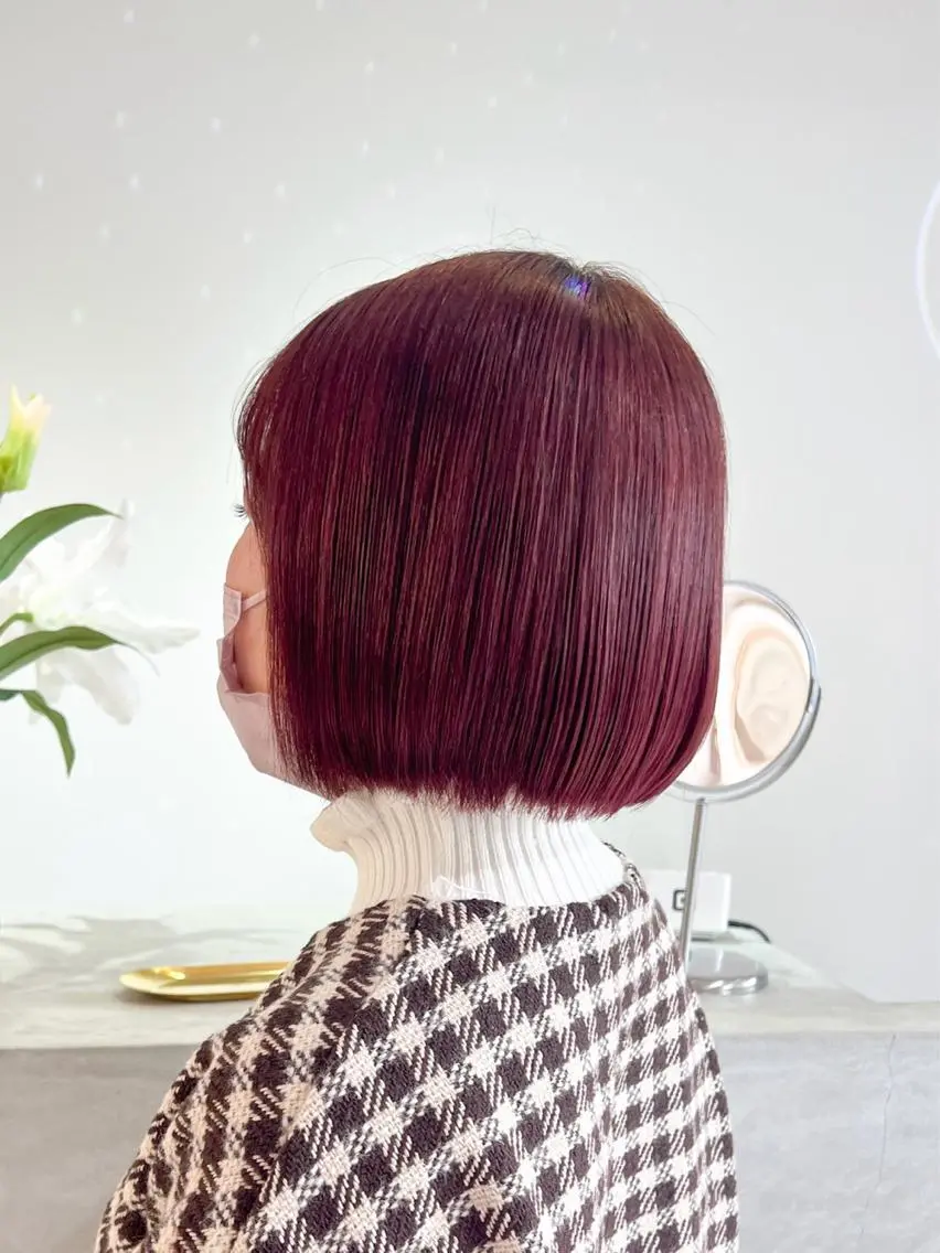 ショート カラー カシス ハイトーンカラー ピンクカラー 🎀ダブルカラー/ ピンク×ガーリー🎀のヘアスタイル