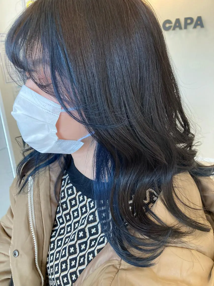 セミロング カラー ミストバング  フェイスフレーミング カット ヘアカラー トリートメント 岩崎 裕司のヘアスタイル