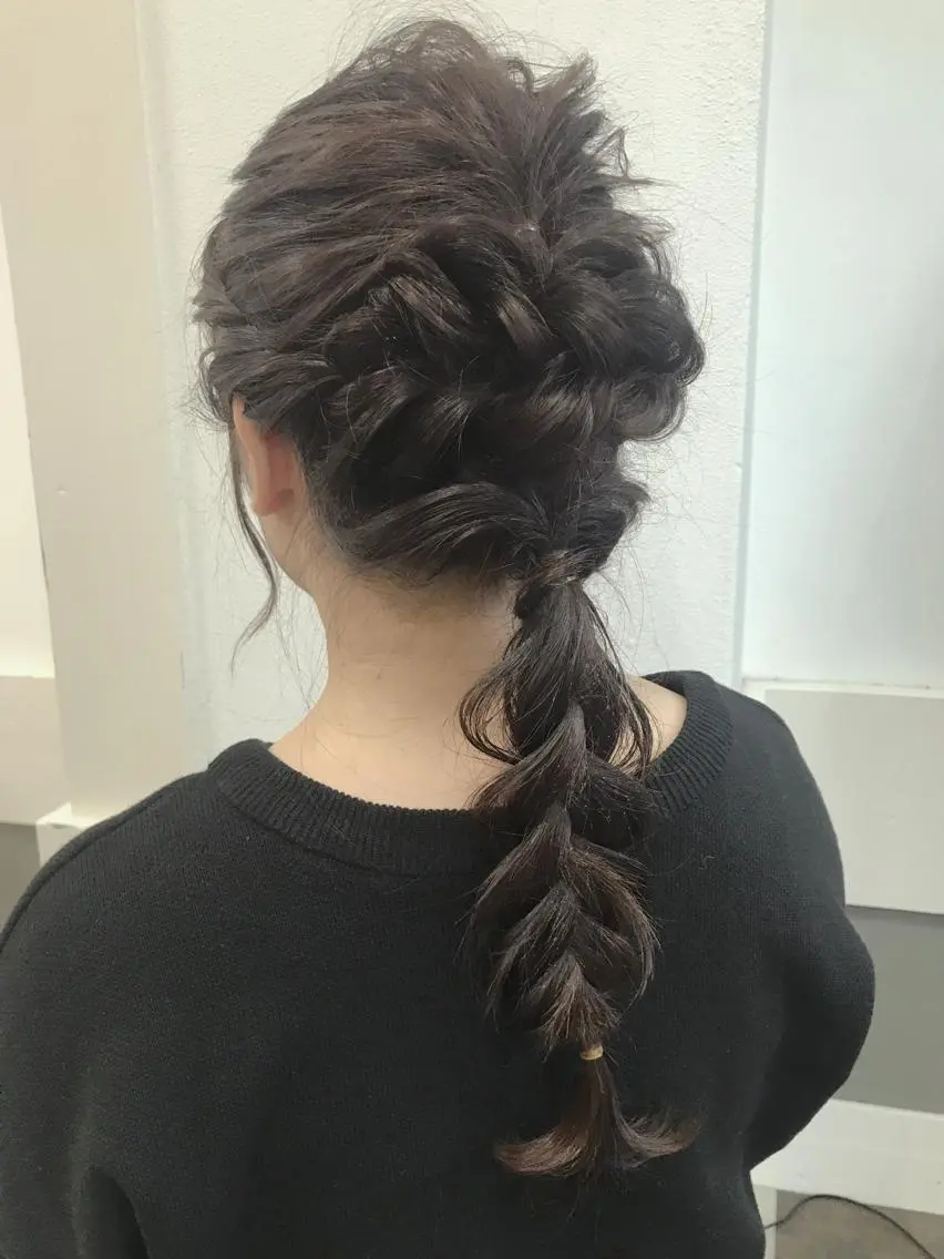 セミロング カラー ヘアアレンジ ハーフアップ ヘアセット GiseL天神カラー 髪質改善/ブリーチのヘアスタイル