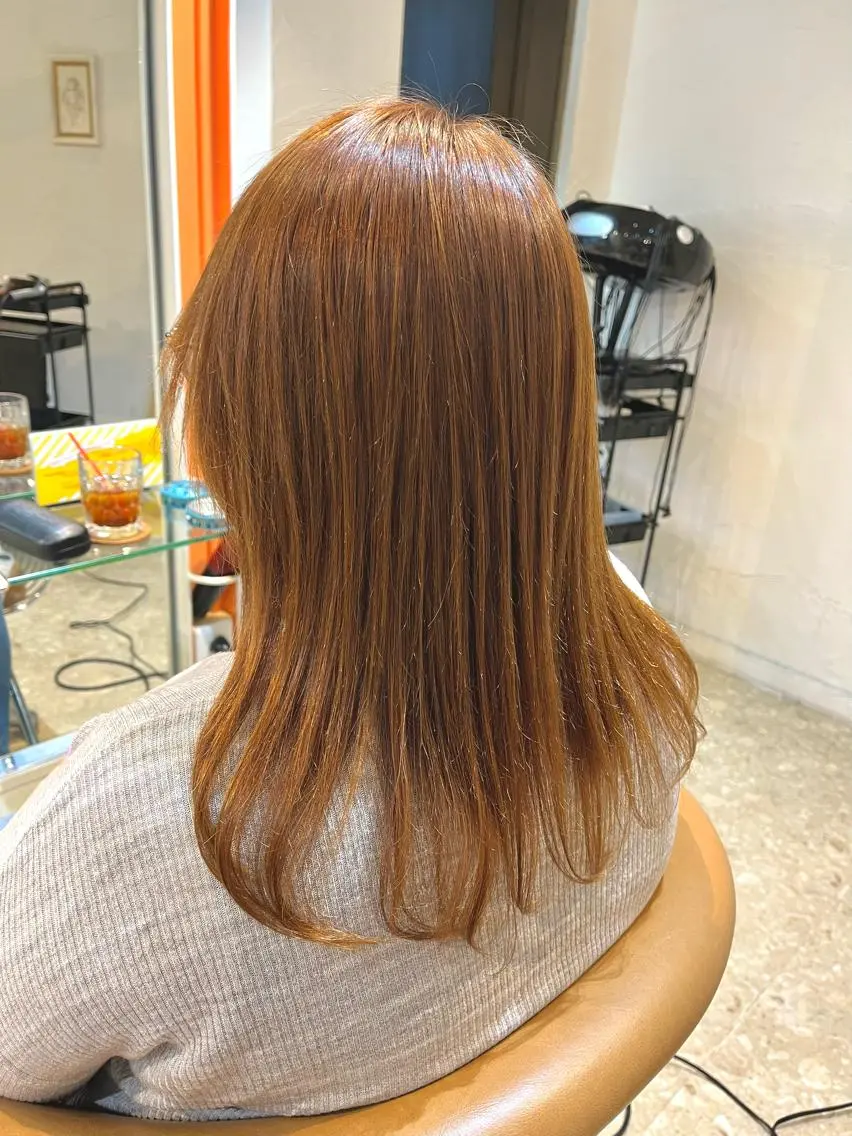 セミロング カラー カット ヘアカラー 縮毛矯正 うしだ かおるのヘアスタイル