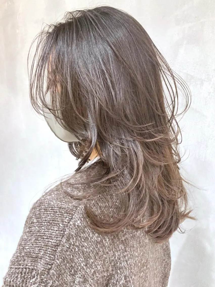 セミロング カラー パーマ ヘアアレンジ グレージュ レイヤーカット ITbyALBUM 中野店のヘアスタイル