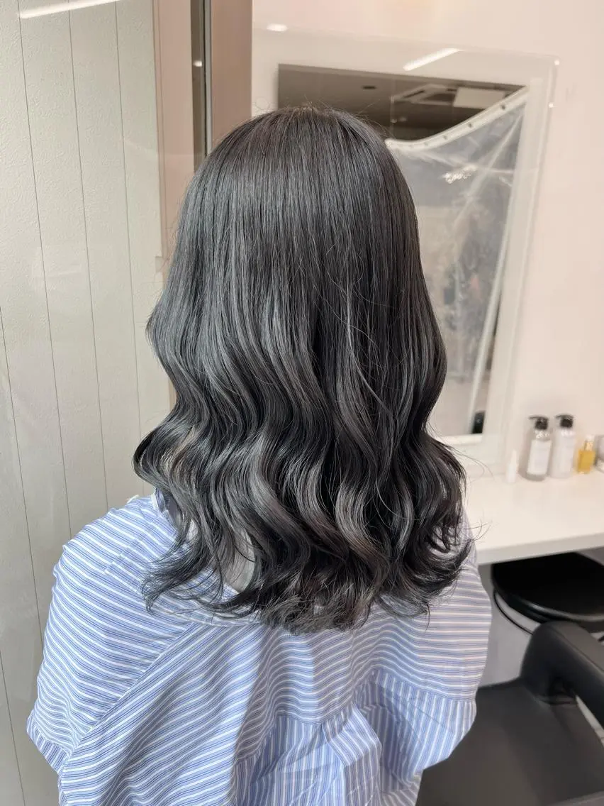 ミディアム カラー パーマ ヘアアレンジ メンズ キッズ ネイル マツエク・マツパ 上品＆韓国風 🥀海心🥀のヘアスタイル