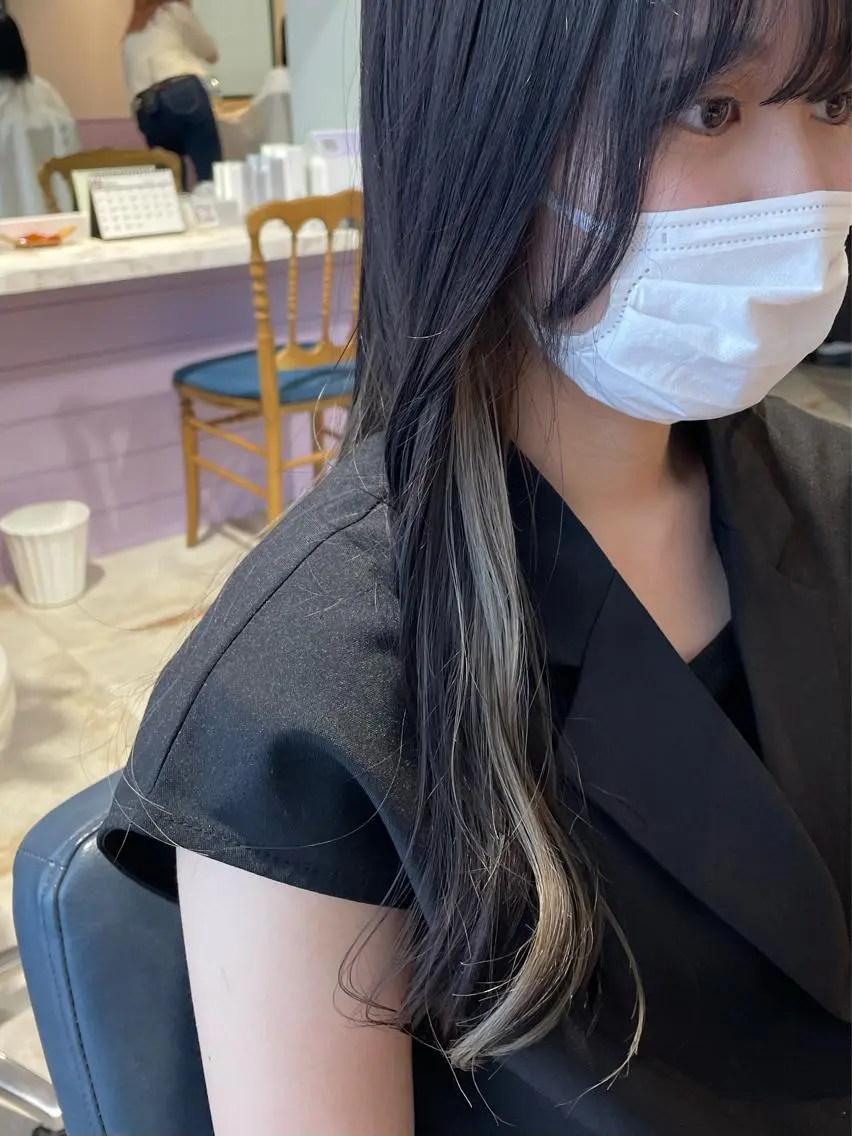 ロング カラー ブリーチ ケアブリーチ ケアカラー イヤリングカラー グレージュ カット ヘアカラー 新宿御苑前/新宿 Ryuseiのヘアスタイル