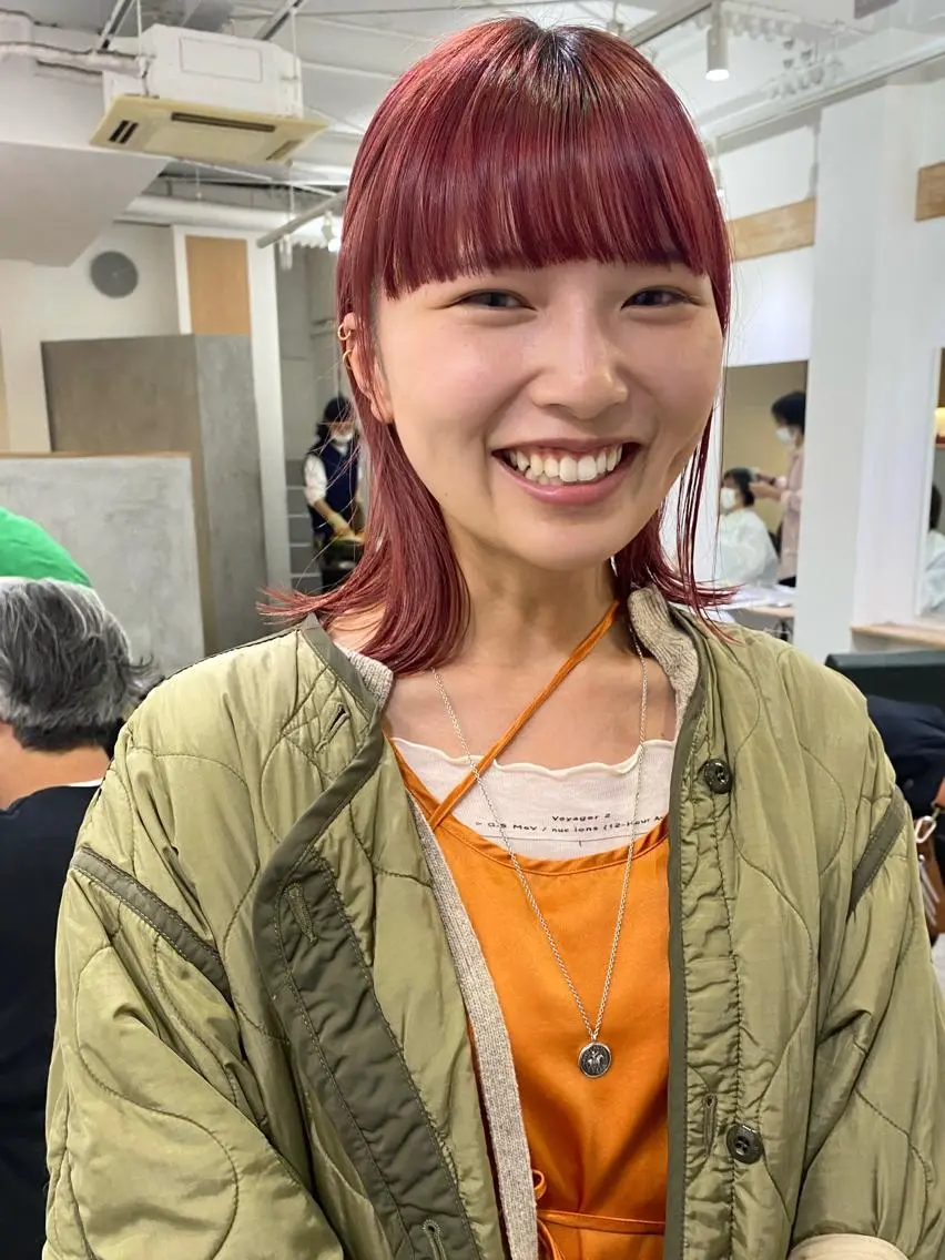 ミディアム カラー レッドカラー カット ヘアカラー トリートメント 森貴裕/ベージュ/ パーマ/オリーブのヘアスタイル
