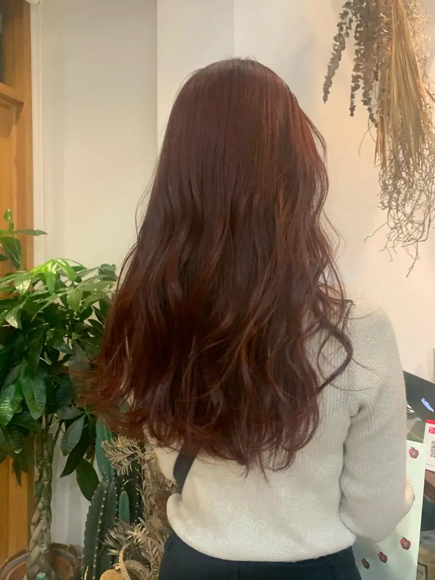 ロング カラー ブリーチ ブリーチなしカラー レッドカラー 中目黒🌼 🌼ハナのヘアスタイル