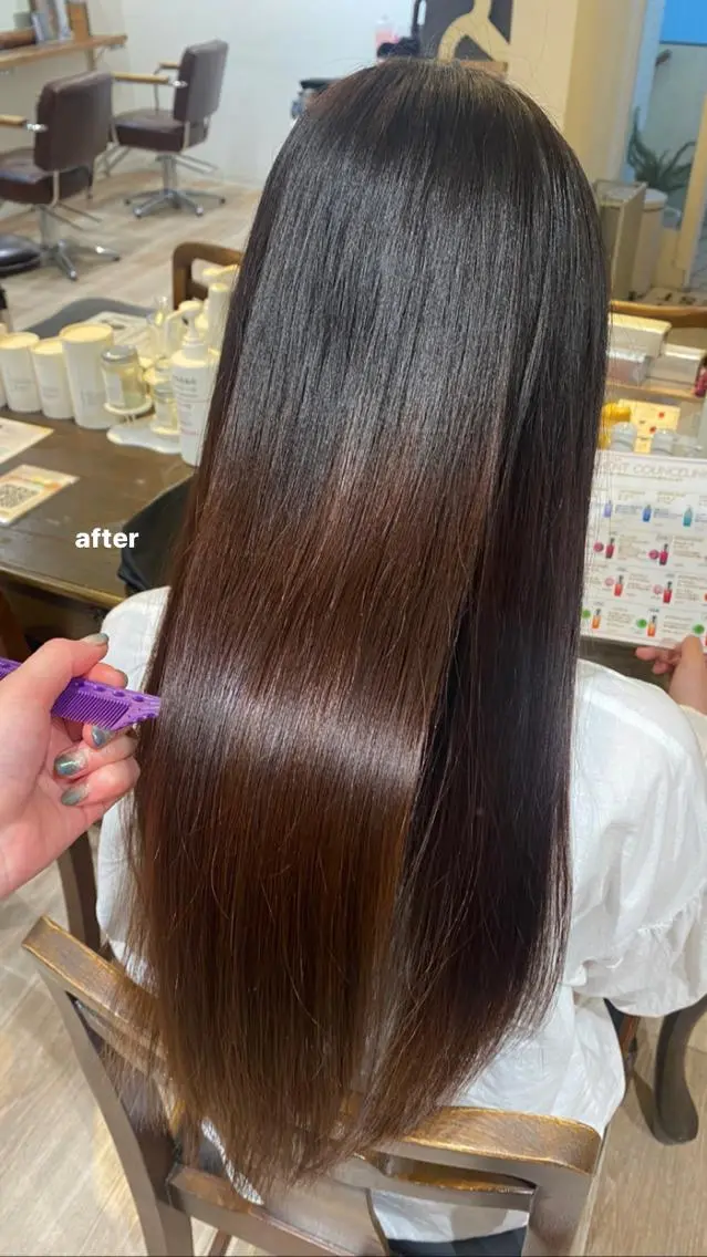 ロング カラー ヘアアレンジ 髪質改善 トリートメント 酸熱トリートメント niconail 🧣ayu 📍烏山のネイルデザイン
